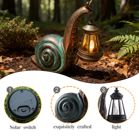 QZJDDZSW solar snail charging in daylight stores energy for night-time illumination