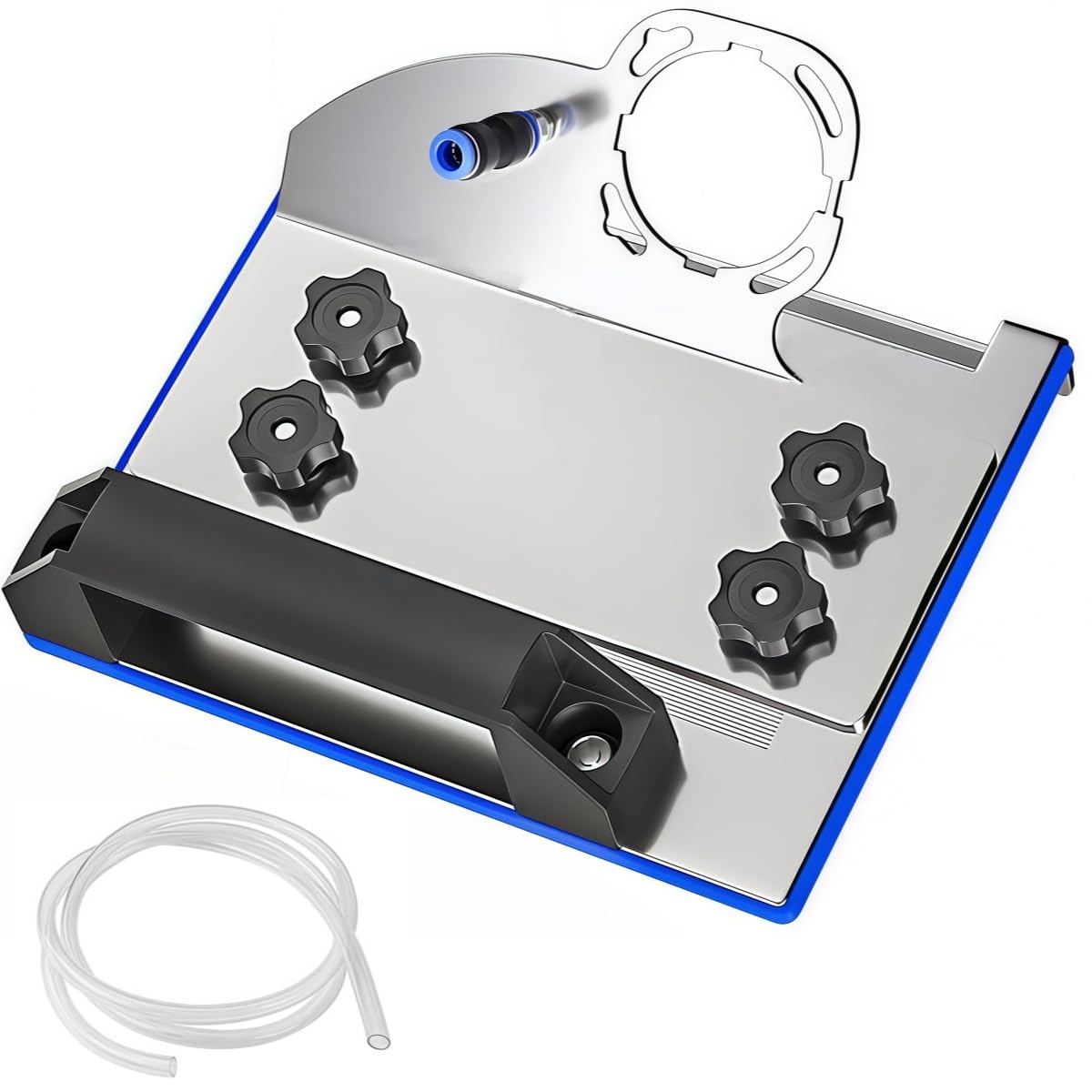 QZQUFJ angle grinder chamfer stand enables precise 45-degree tile chamfers.
