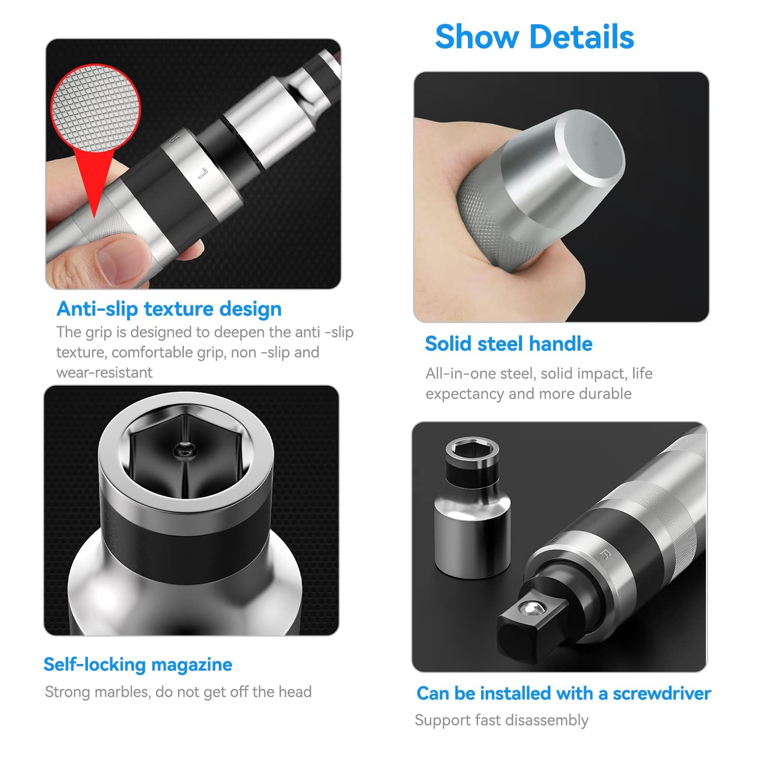 QZQUFJ ergonomic non-slip knurl grip for controlled action.