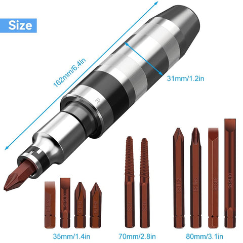 QZQUFJ impact screwdriver grip with knurled handle for precise, comfortable control.