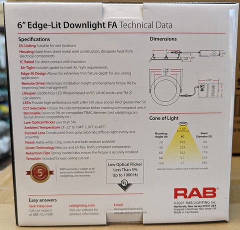 RAB Lighting WFRL 8-inch downlight with black trim for open living spaces.