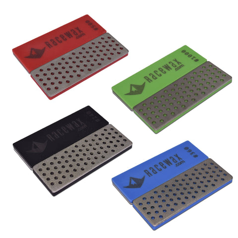 RaceWax diamond stones 70mm front and back view for precise edge sharpening on skis and snowboards