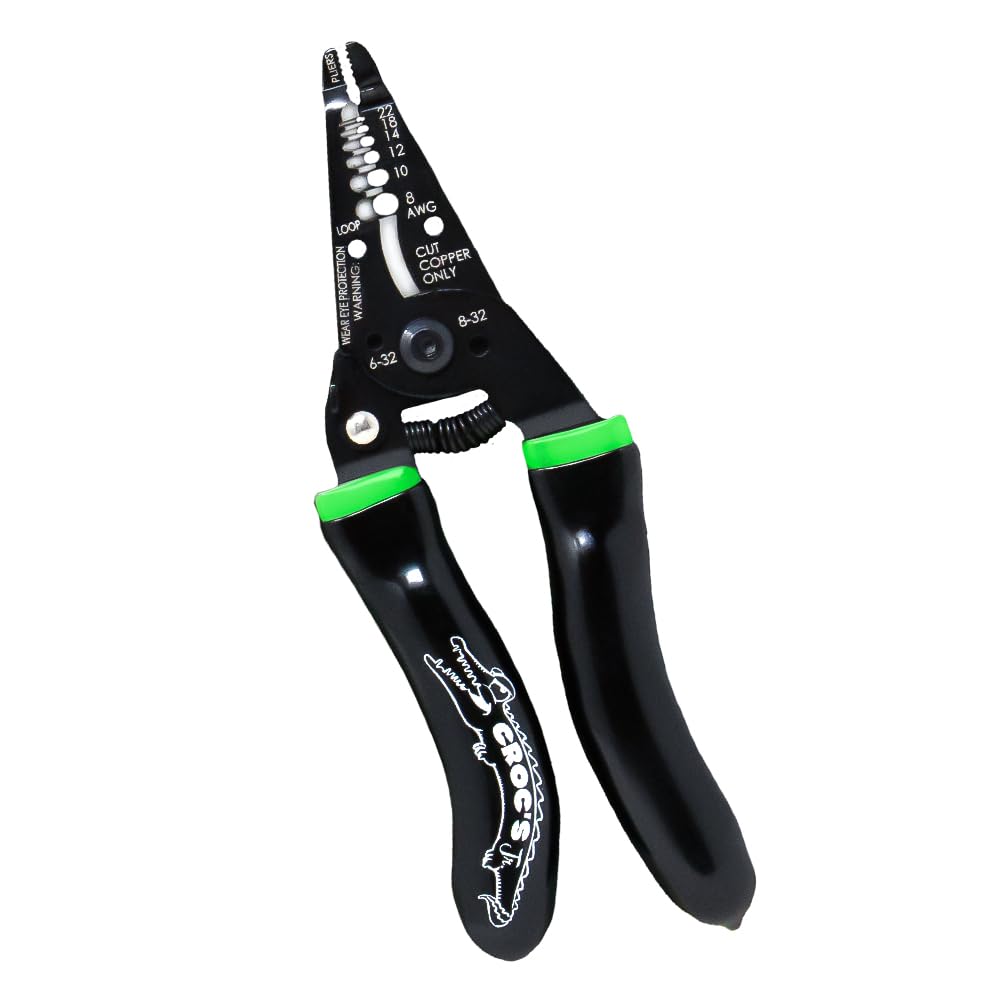 Rack-A-Tiers Croc's Jr. needle-nose wire stripper provides precise stripping in tight spaces.