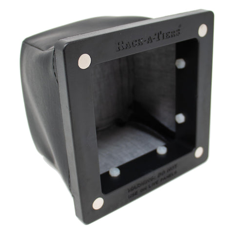 Rack-A-Tiers Dirt Bag catches metal shavings during drilling for a cleaner workspace.