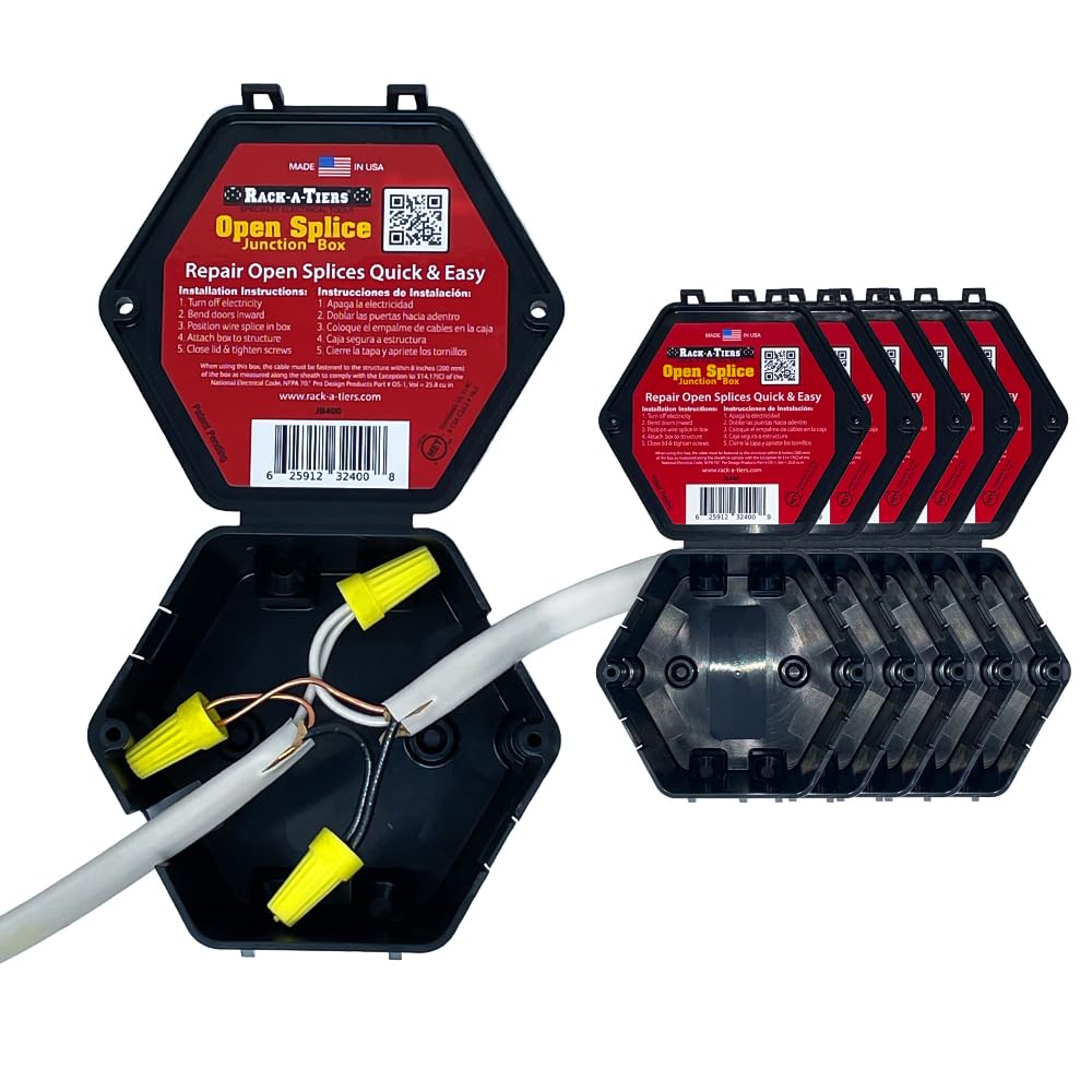 Rack-A-Tiers Open Splice Box photo protects open splices in damp crawl spaces.