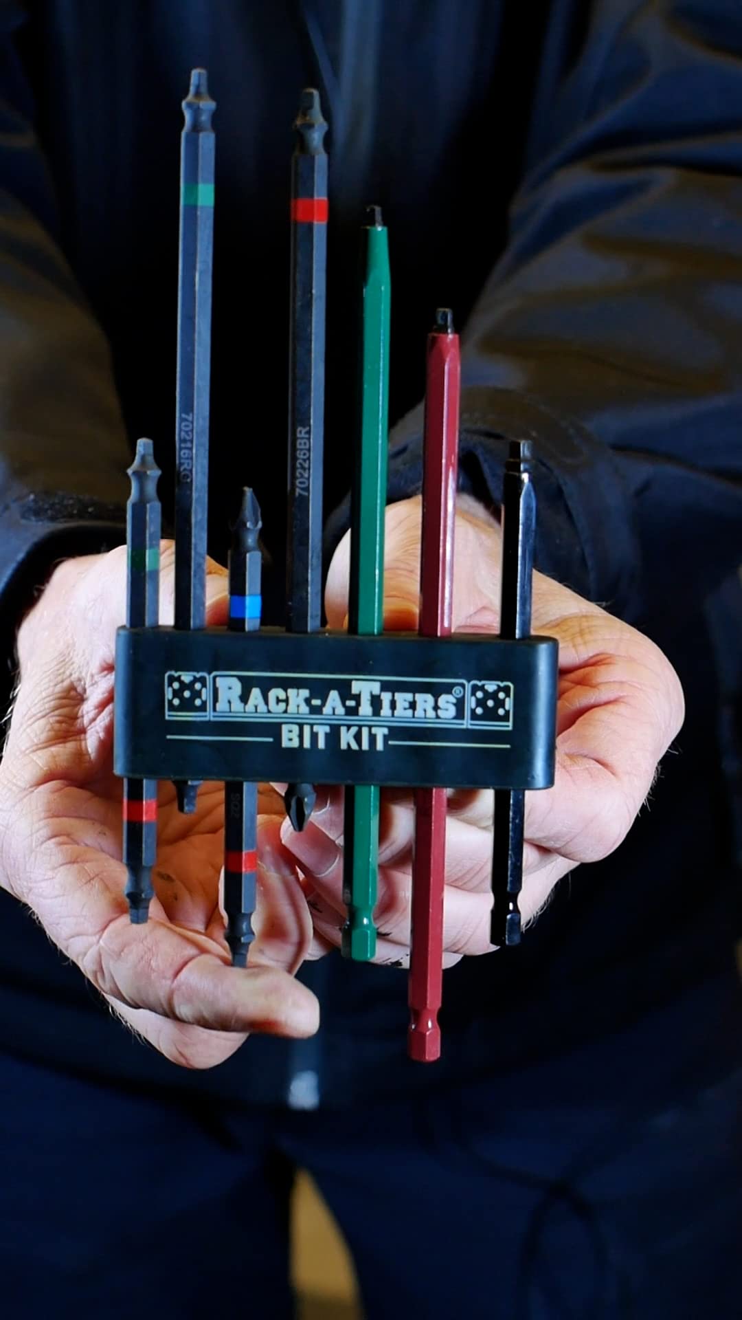 Rack-A-Tiers Rough-In Kit 6in blue/red double-ended bit for versatile installs.