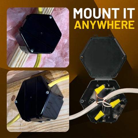 UL-listed Rack-A-Tiers fire-resistant box image emphasizes safety for splices.