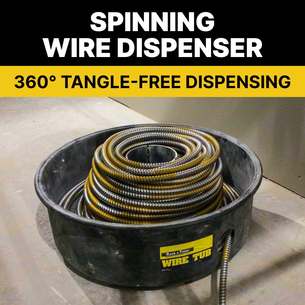 Rack-A-Tiers Wire Tub 360-degree dispensing enables effortless wire pulls from any angle