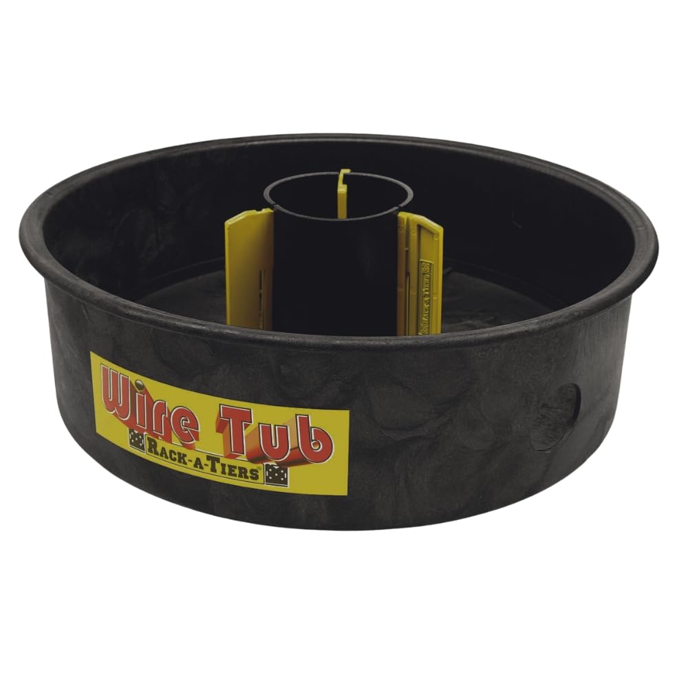 Rack-A-Tiers Wire Tub dispensing plate showing easy coil loading and smooth 360° control