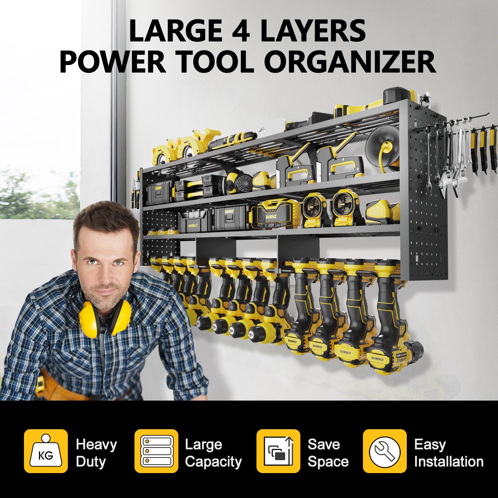 RacKeaLsi 49W four-tier rack close-up showing heavy-duty steel construction