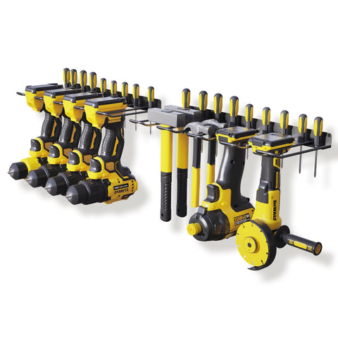 RacKeaLsi drill holder 2-pack mounted on wall for organized power tools.