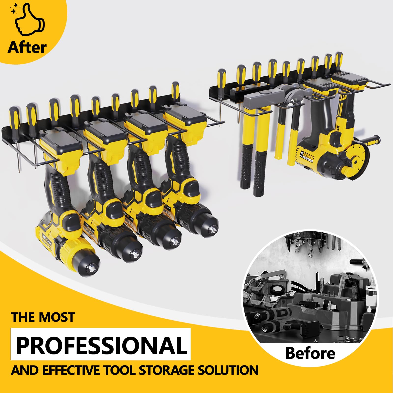RacKeaLsi metal construction provides durable garage storage for heavy tools.