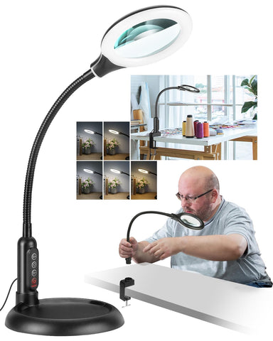RackydigPro 10X magnifying glass with light and stand for precise craftwork.