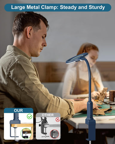 RackydigPro sturdy clamp protects surfaces while securing the lamp to your desk.