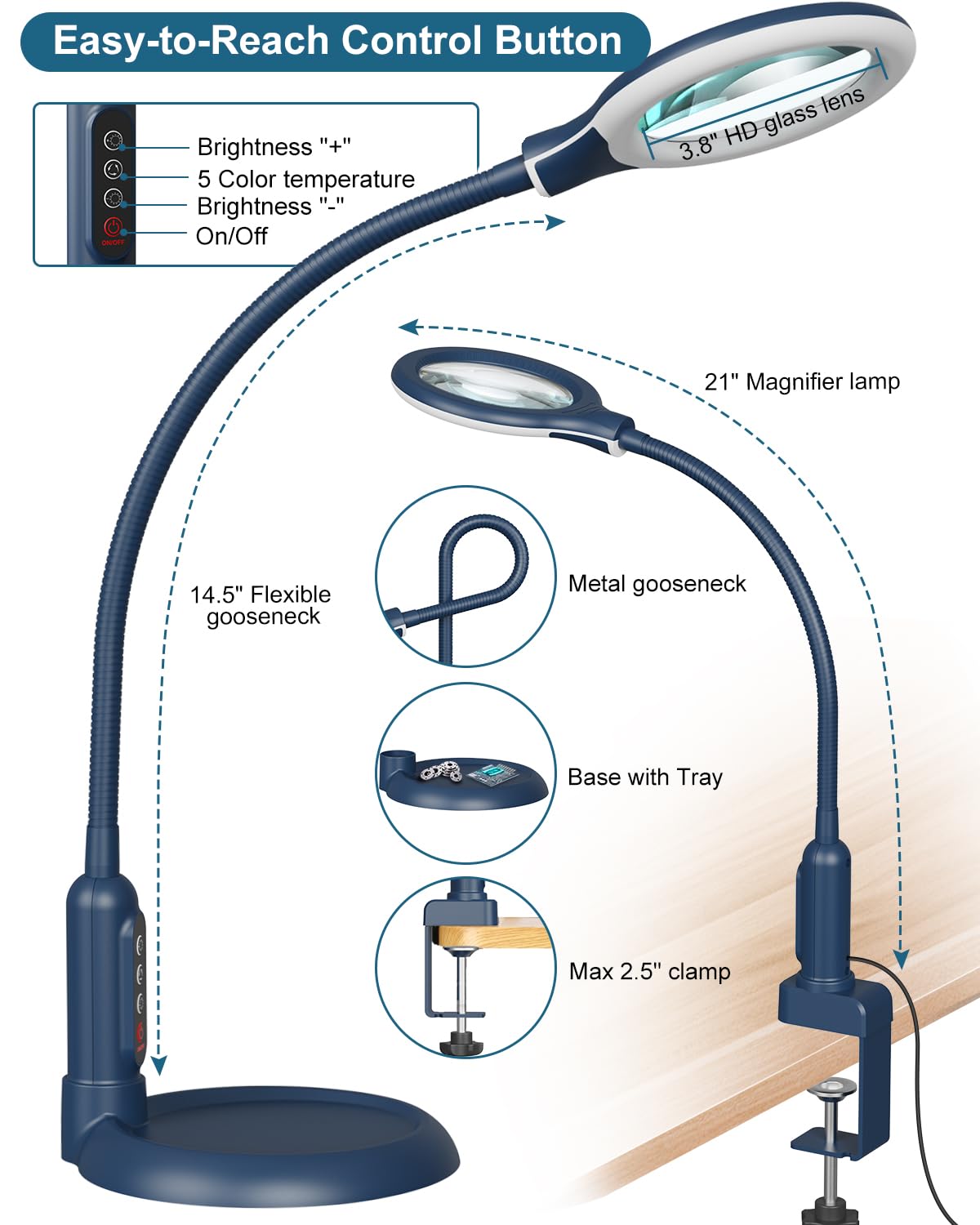 RackydigPro LED ring light provides bright, adjustable illumination for close work.
