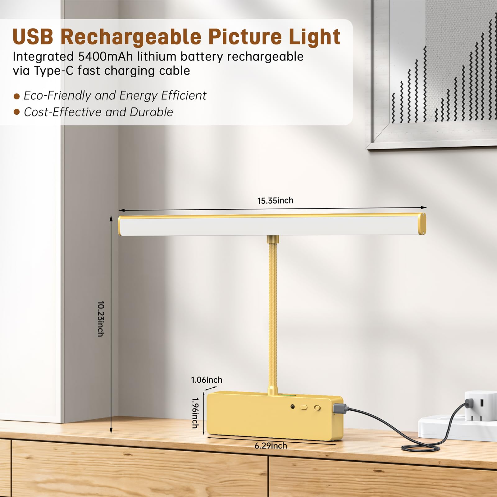 Racokky gold finish complements frames and canvases in modern spaces