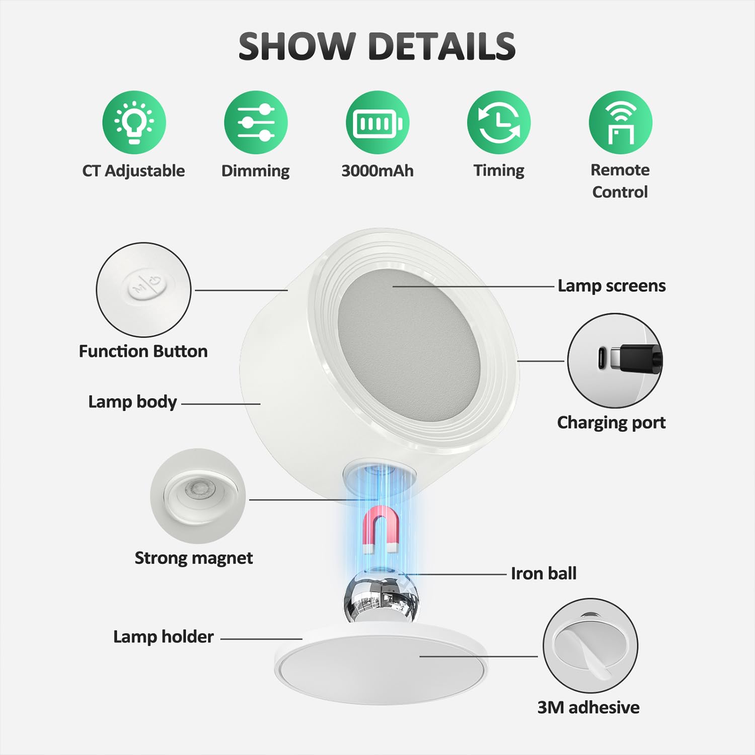 Racokky cordless wall light suitable for hallways and stairs
