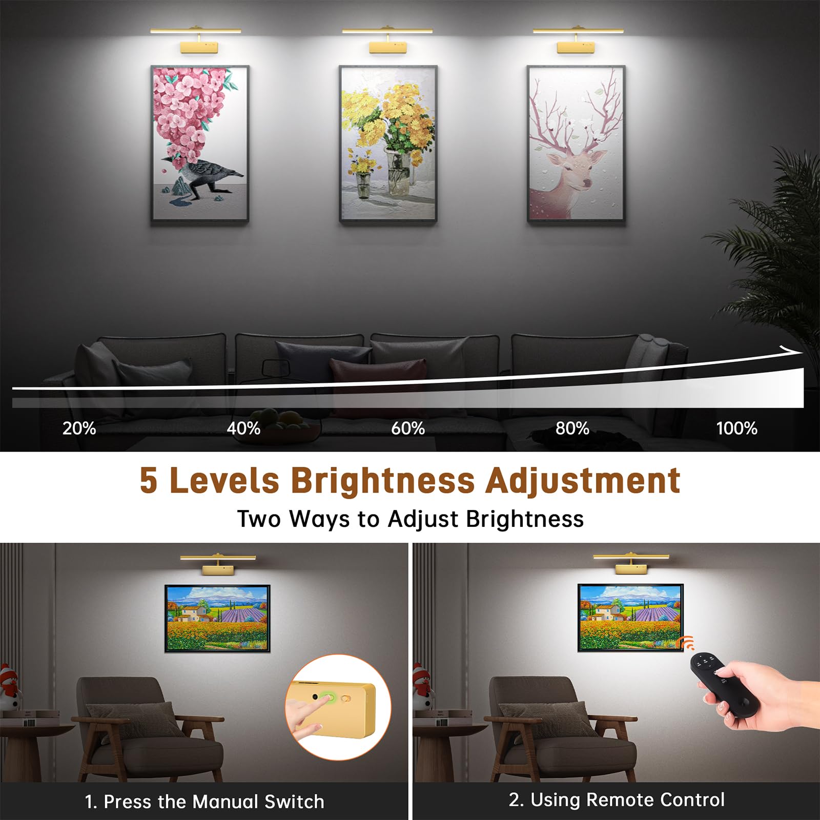 Racokky rechargeable picture light uses type C charging for cordless operation