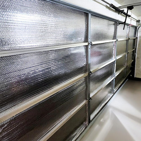 RadiantGUARD garage door insulation panel in pre-cut sheets for easy DIY installation and energy efficiency.