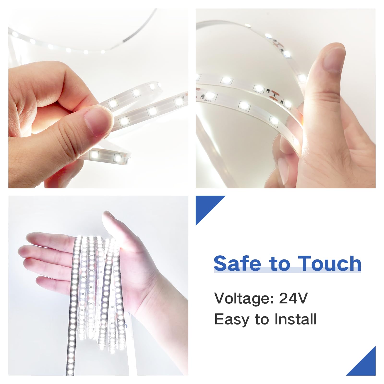 RadiantFlux 10ft LED strip bright white lights for cabinets and shelves.