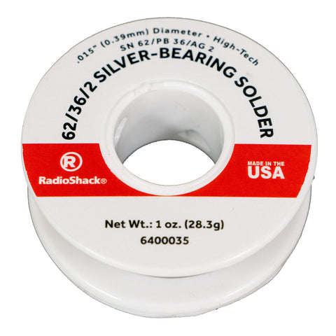 RadioShack SnPbAg rosin-core solder package enabling active flux for strong joints