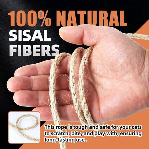 Radix Rope cat scratching post repair wrapped around a post for sturdier performance.