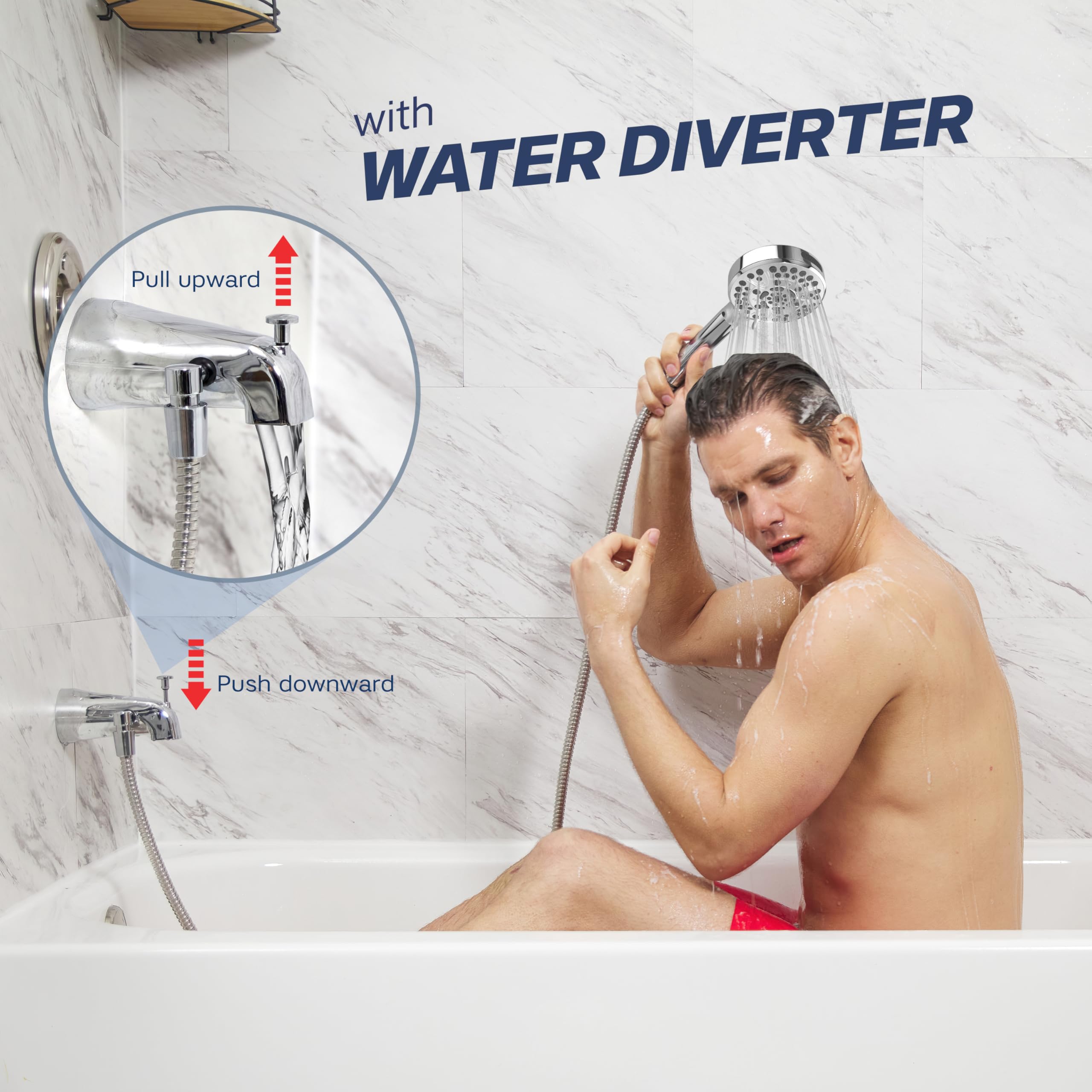 RAEFlow diverter and hose assembly enabling shower head use