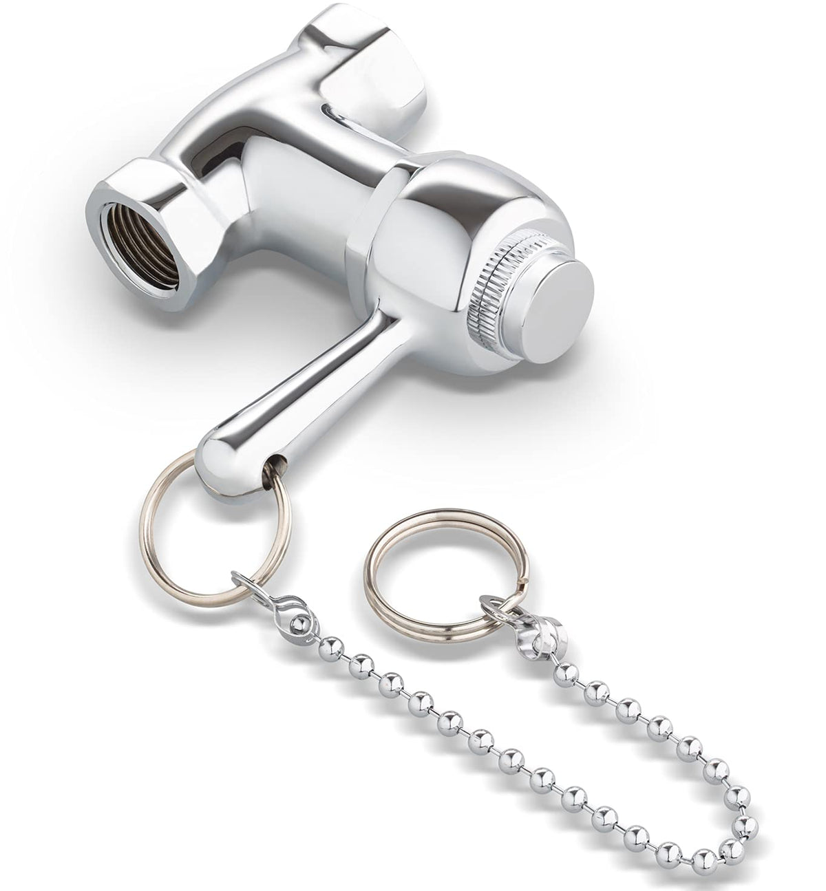 RAEFLOW self-closing valve with pull chain for outdoor showers.