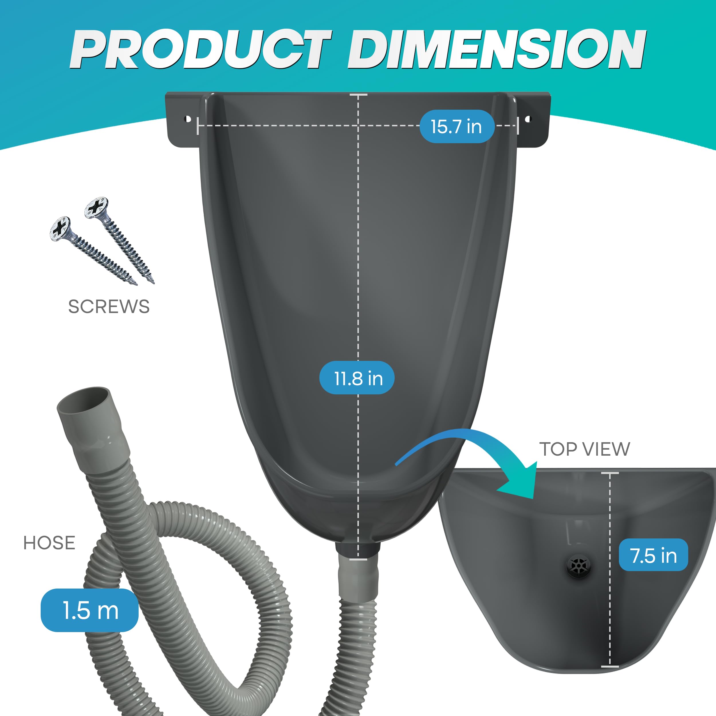 RAEFLOW waterless urinal front view highlights compact footprint