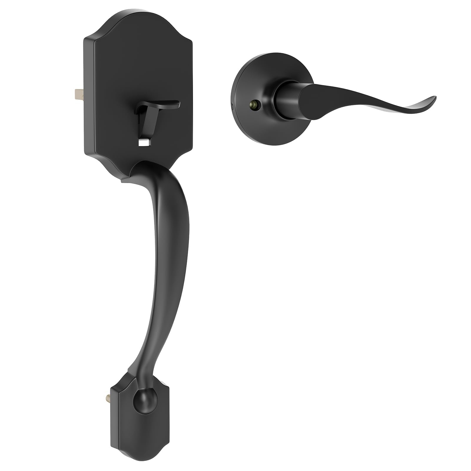 RAFECIEE black front door handle with passage lever for smooth entry