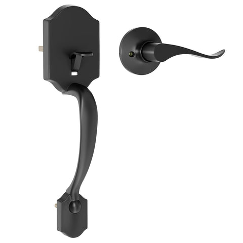 RAFECIEE black front door handle with passage lever for smooth entry