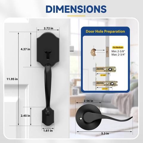 Backset adjustment on RAFECIEE entry door handle for compatibility