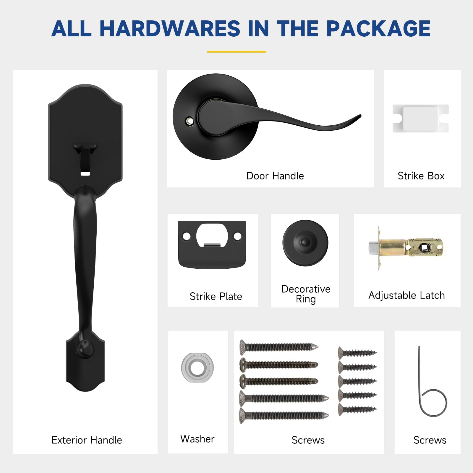Exterior door handle by RAFECIEE with rust-resistant matte black finish