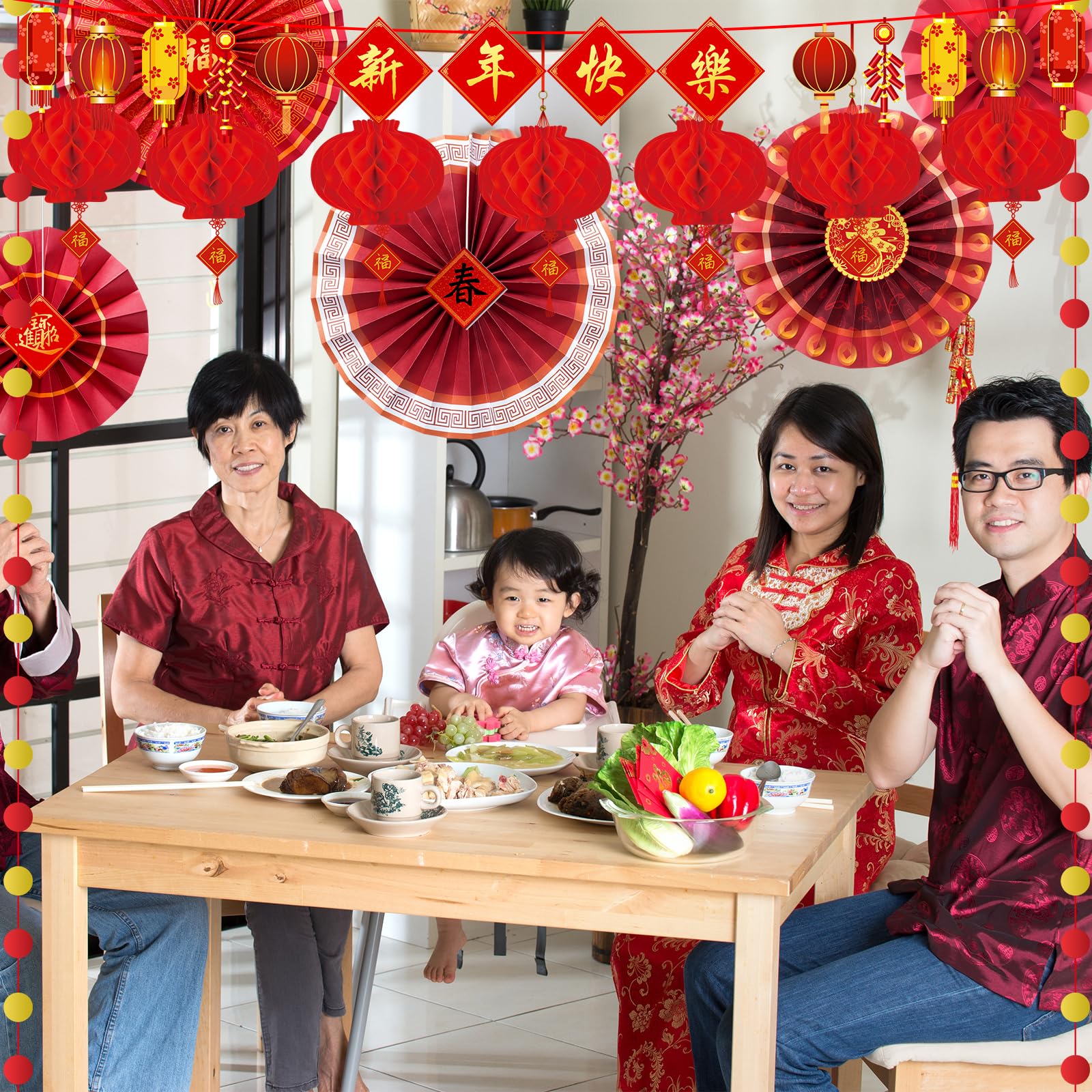 Ragnhild lucky circle garland spans 13 feet for continuous decoration.