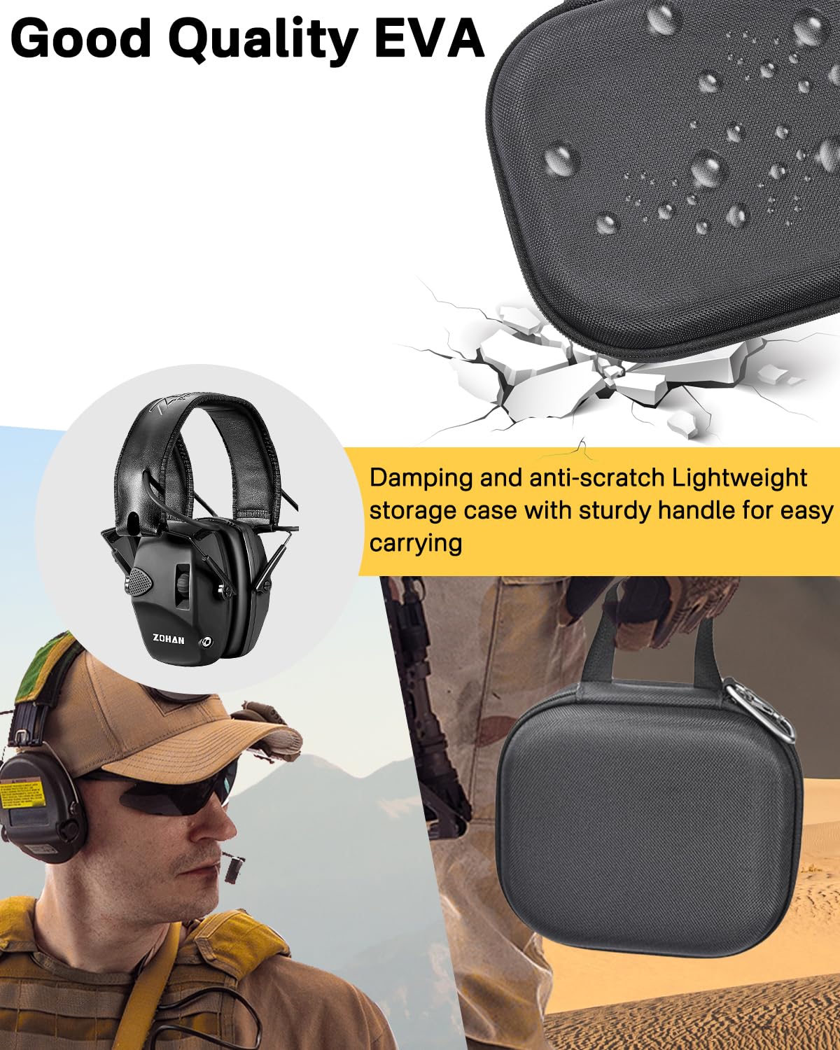 RAIACE compact case keeps Razor Slim earmuffs organized in luggage or backpack.