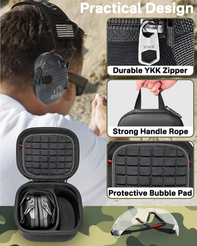 RAIACE hard travel case for Razor Slim earmuffs, durable shell protects against bumps during trips.