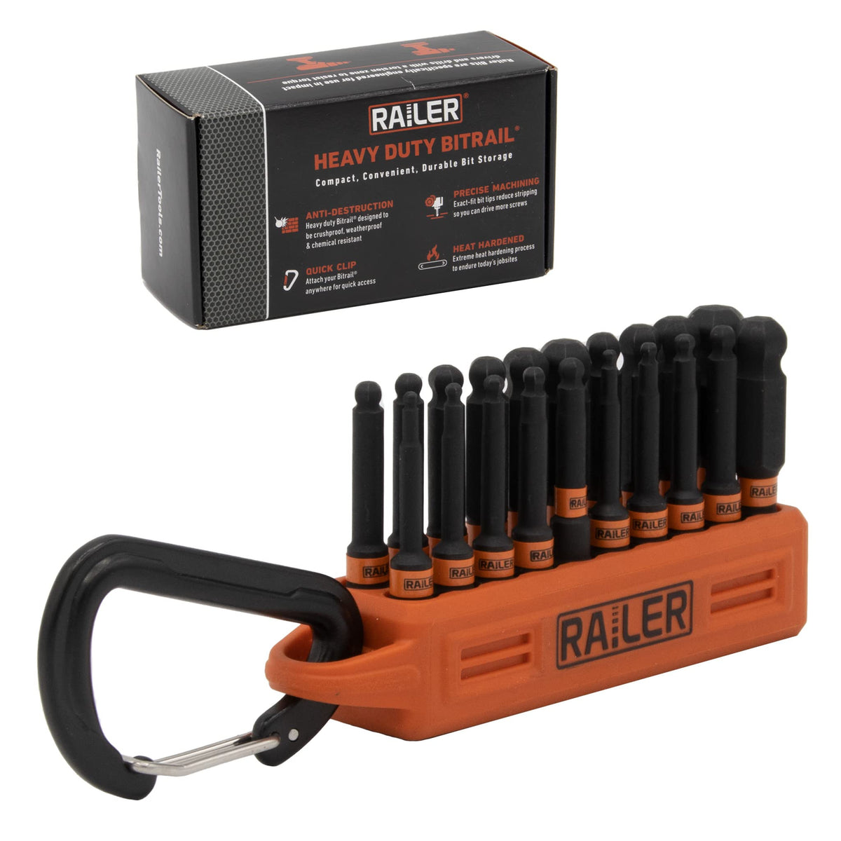 Railer ball end hex bit set 20pc displayed for versatile furniture screws.