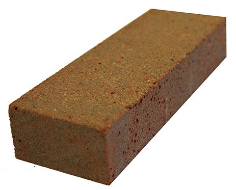 Raimondi diamond blade dressing stone in red brick; edge refreshment for improved cutting performance