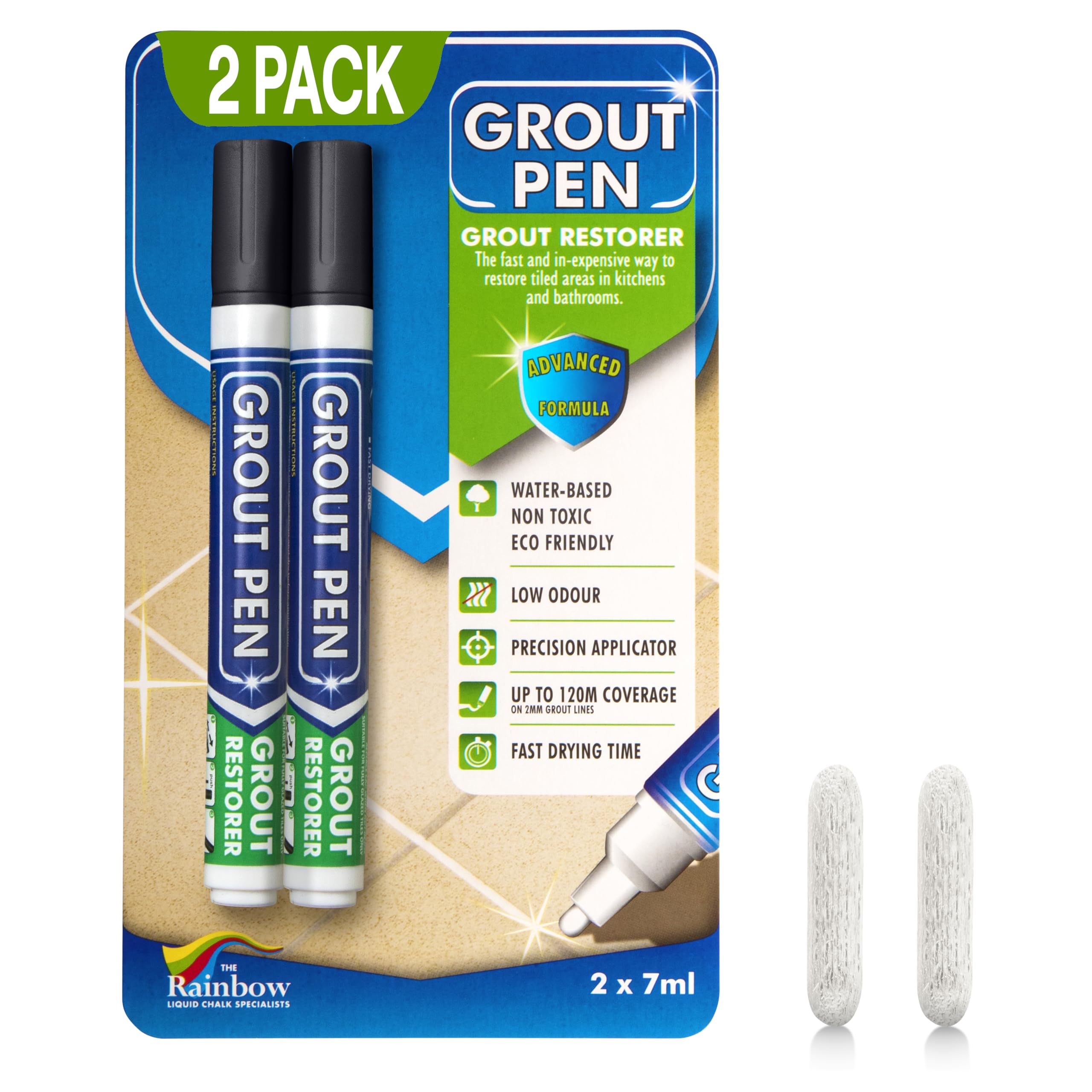 Rainbow Chalk Markers Grout Pen on black grout lines for a refreshed look