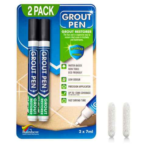 Rainbow Chalk Markers Grout Pen on black grout lines for a refreshed look