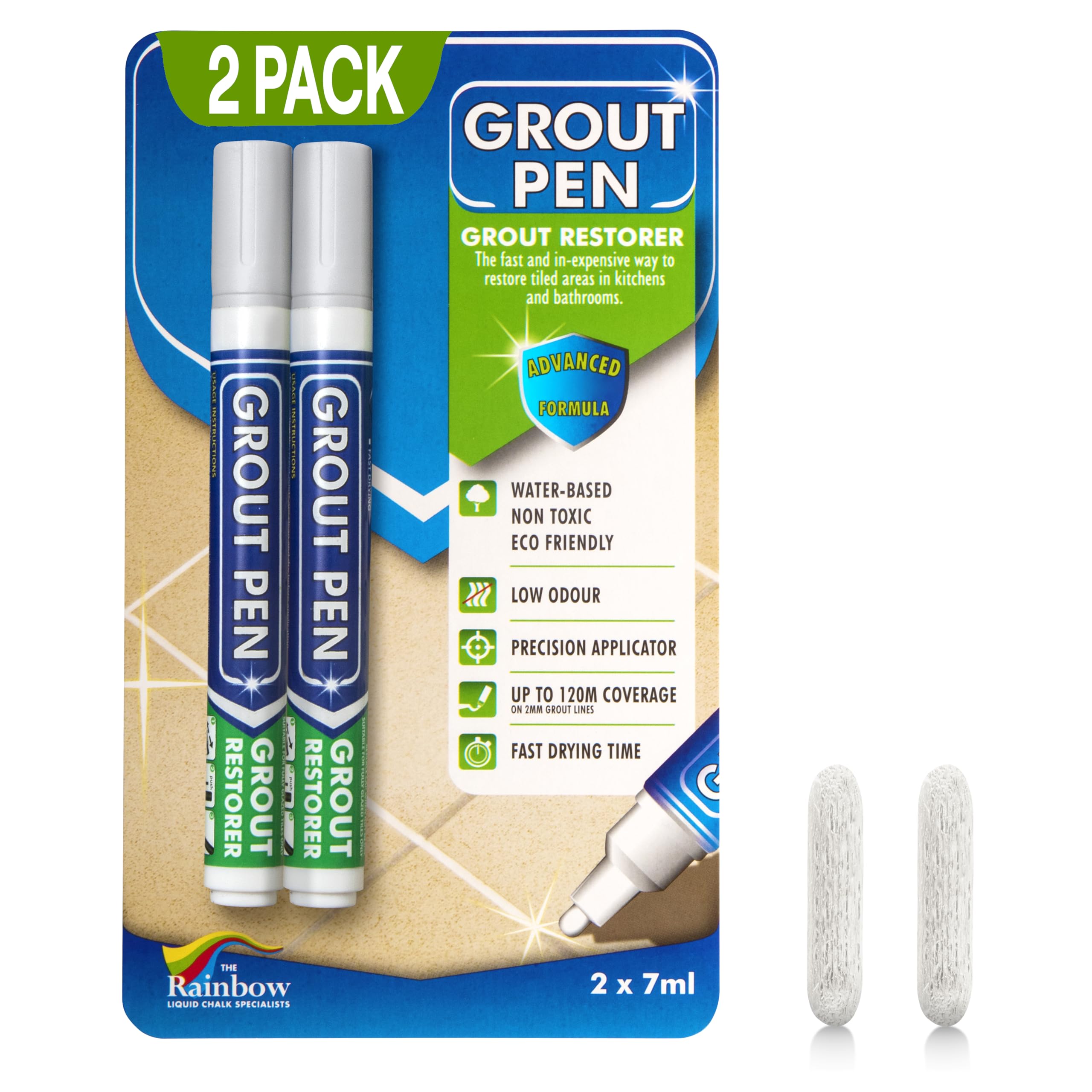 Rainbow Chalk Markers grout pen light grey bottle for even grout recoloring in bathrooms