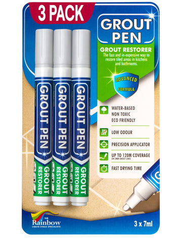 Rainbow Chalk Markers Grout Pen Light Grey close-up showing restored grout color.