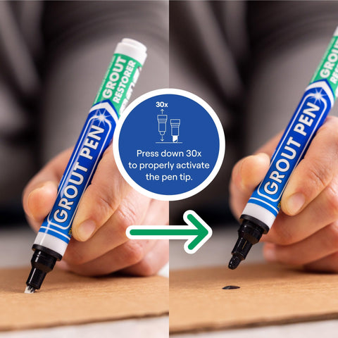 Close-up of Grout Pen tip showing precise application