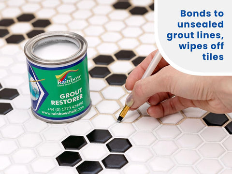 Rainbow Chalk Markers Limited grout pen cap off showing open can for easy application on grout