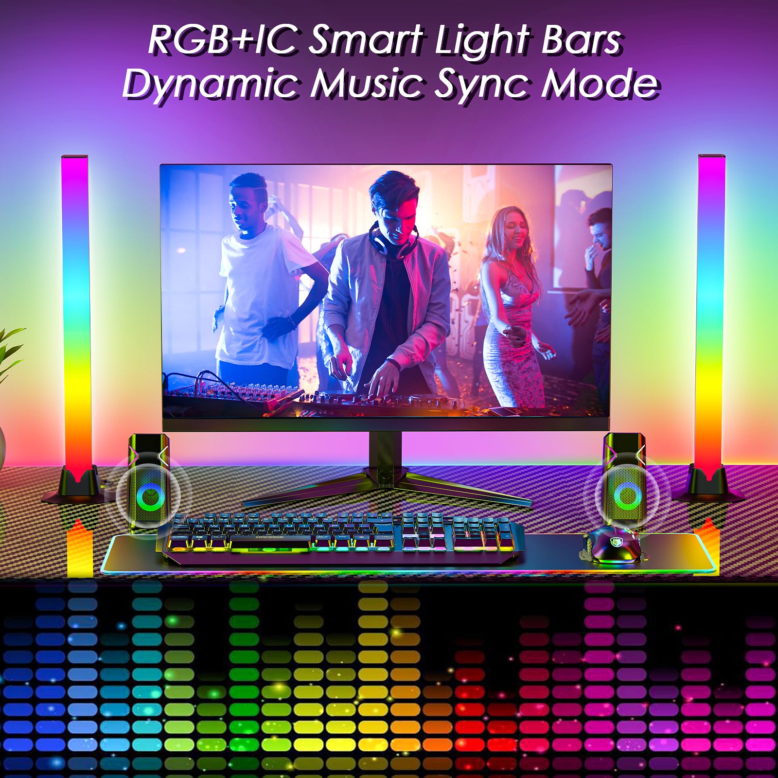 Rainbow Chasing light bar with 8 scene modes for dynamic ambiance.