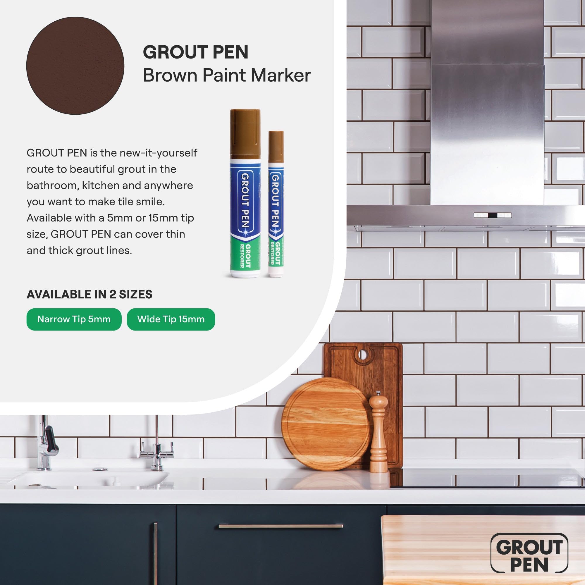 Rainbow Grout Pen Brown 2-Pack offers value for multiple grout lines.