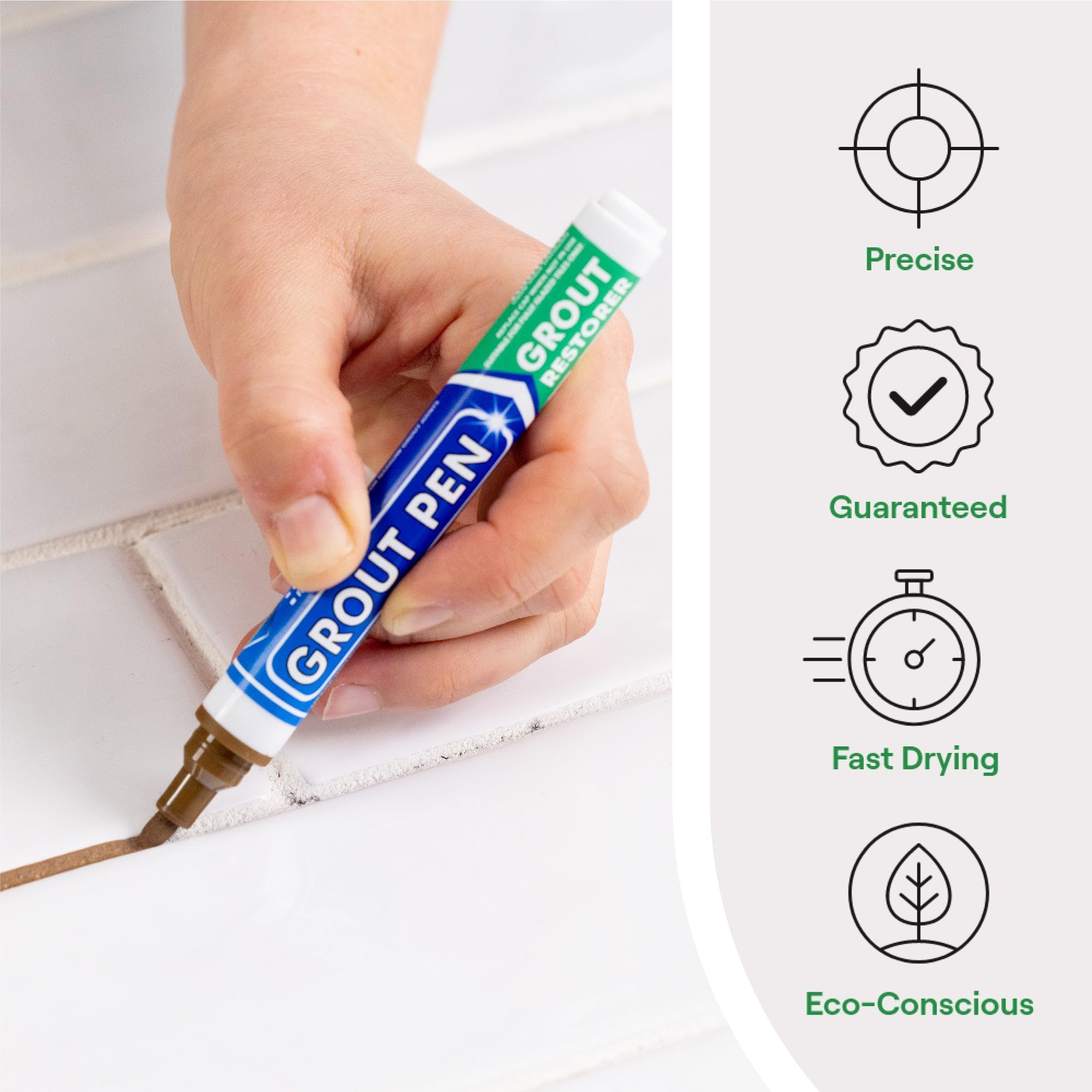 Rainbow Grout Pen Brown Cap highlights color choice for precise grout touch-ups.