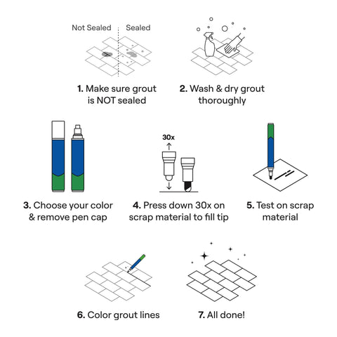 Rainbow Grout Pen Brown Ink demonstrates durable, water-based color for long-lasting updates.