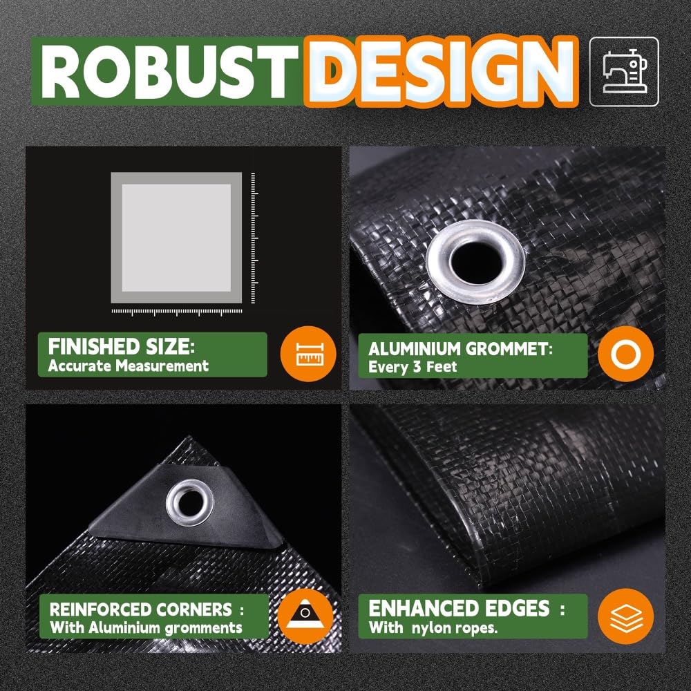 RAINDEWAY multipurpose poly tarp cover suited for roofs, vehicles, boats, or pools.