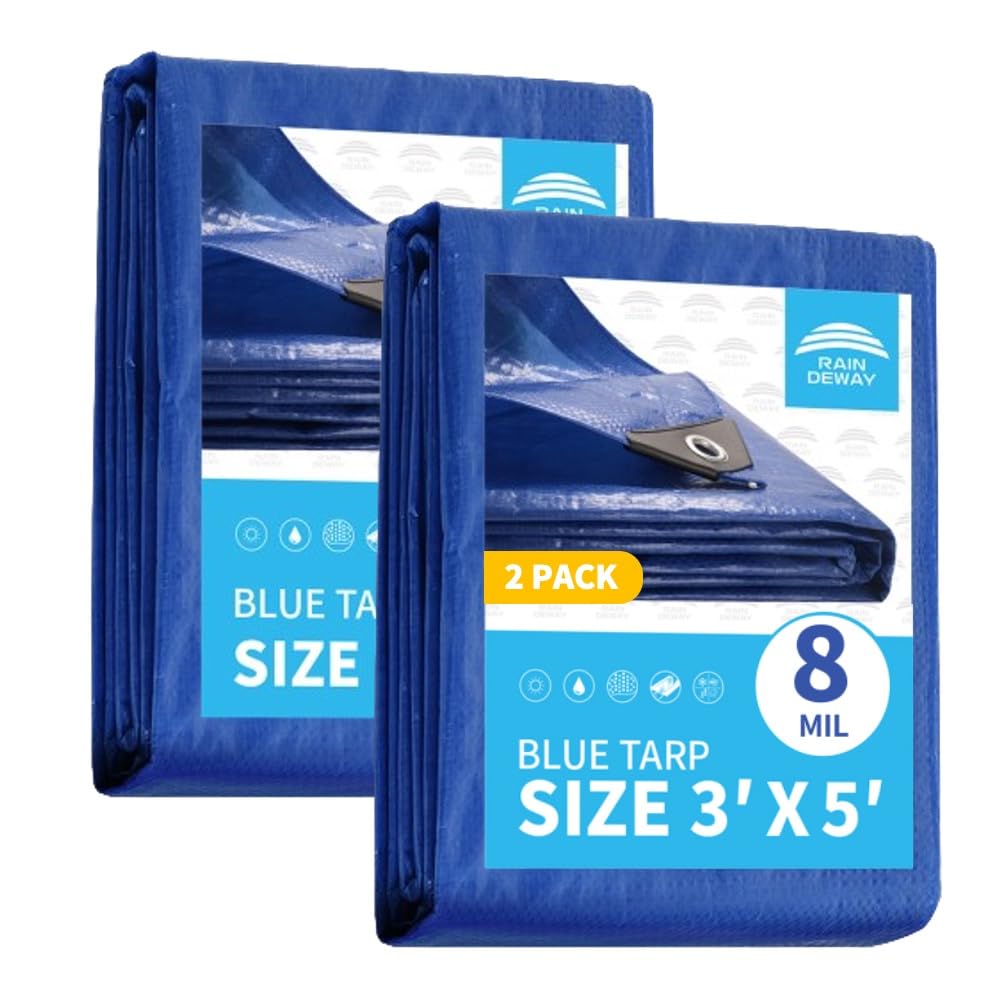 RAINDEWAY blue 3x5 tarp pack shields outdoor gear from rain
